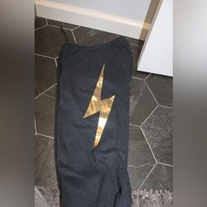 Aviator Nation Lightning Bolt Sweatpants Navy/Gold Small Discontinued